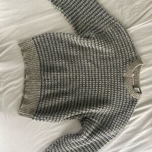 Chunky Knit blue and Beige Crew Neck Northern Isles’ Wool Sweater